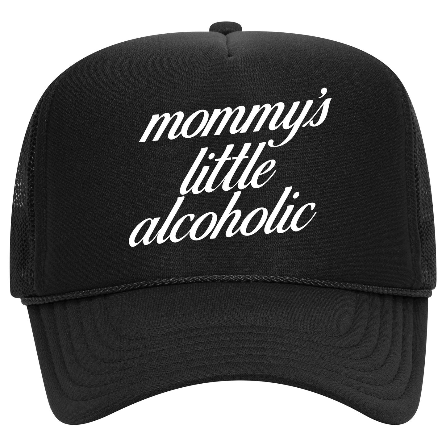 Mommy's Little Alcoholic Cursive Trucker Hat